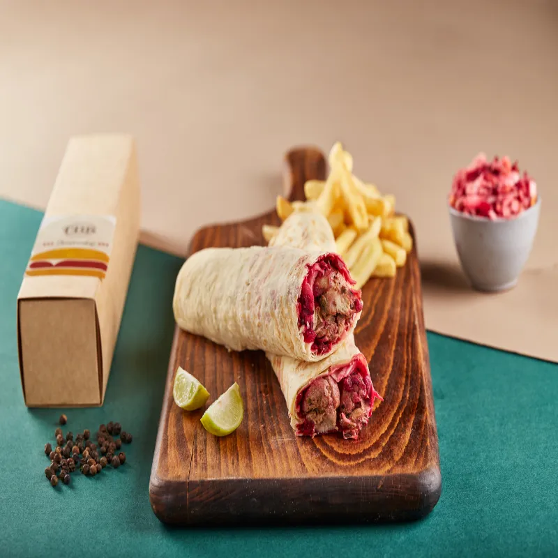 CHICKEN SOUVLAKI WRAP.