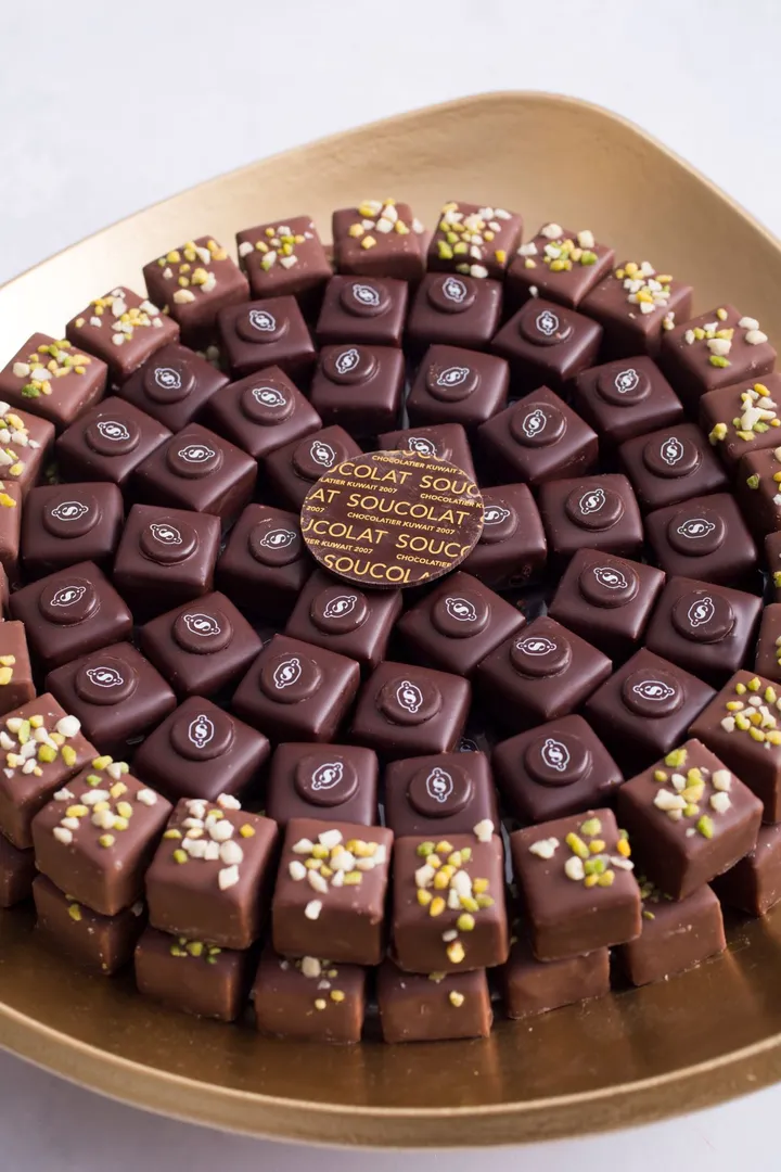 Triangle Golden Tray with Chocolates