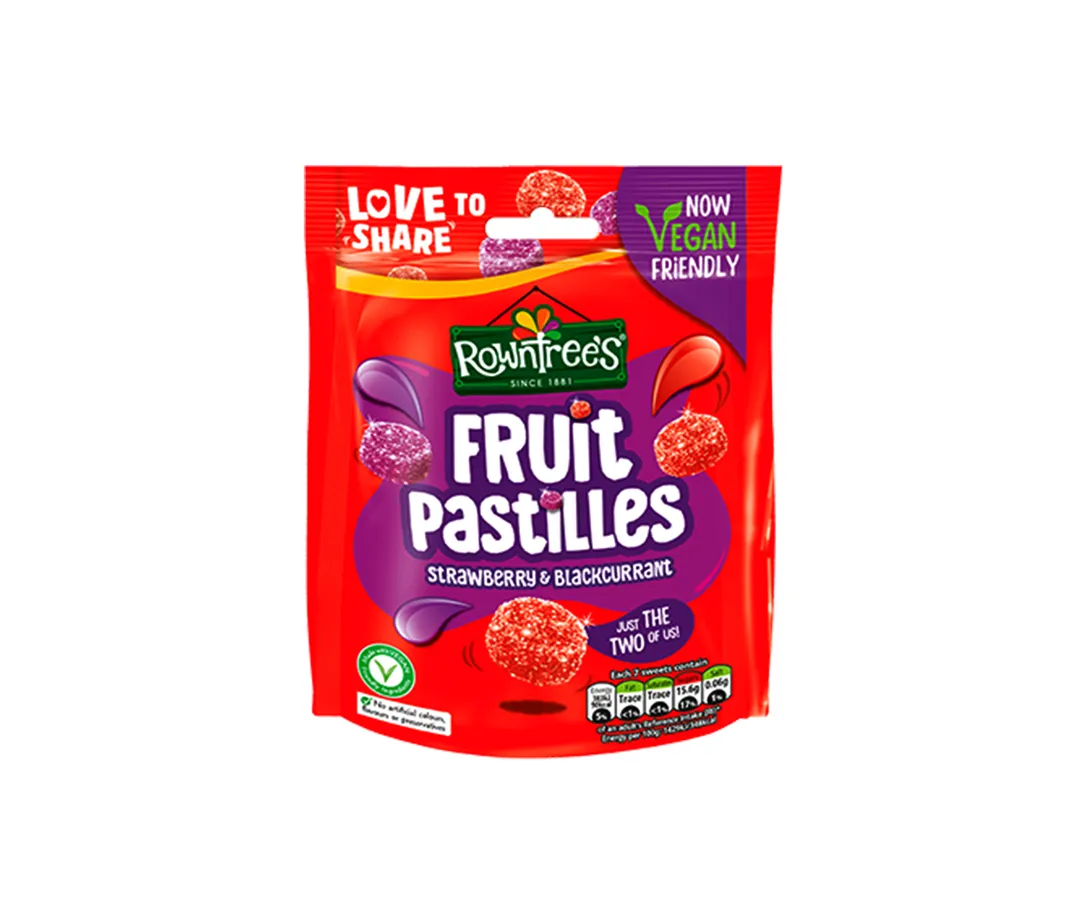 Rowntree's Fruit Pastilles Strawberry & Blackcurrant Gums 143gr