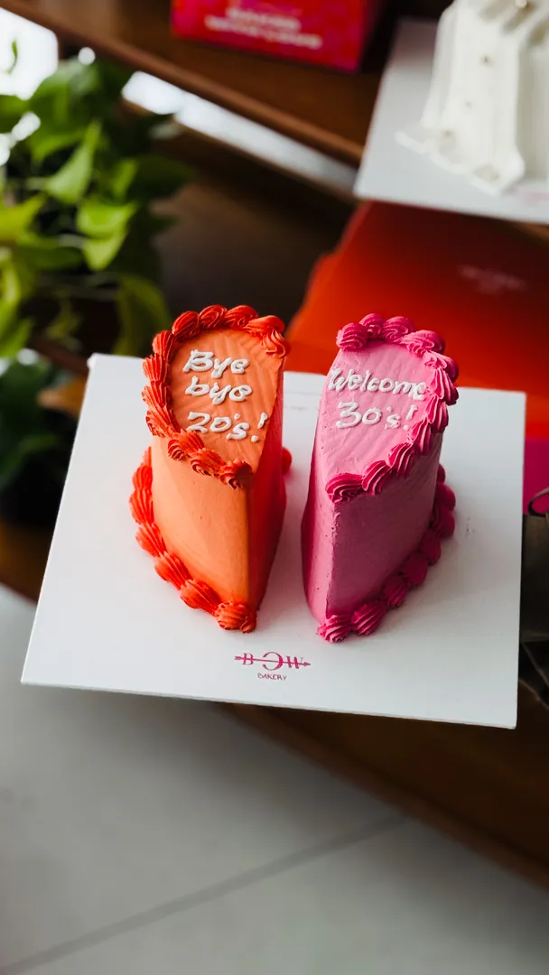 Orange & Pink Heart Cake