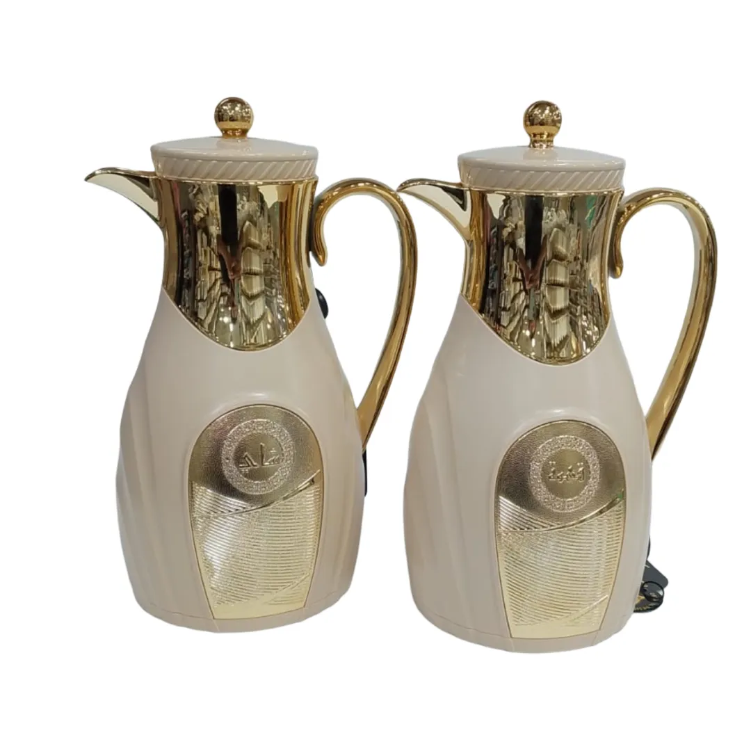 طقم مطارات شاي وقهوة بيج ذهبي مقاس 1.0 لتر SM-2C134AB-100