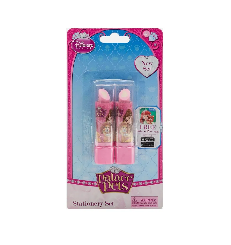 Princess Belle 2 Eraser Set Lipstick Shaped