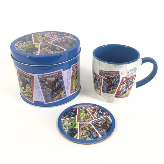 Avengers Gift Set Retro - Collector Cards Mug & Coaster Cookie Tin Set