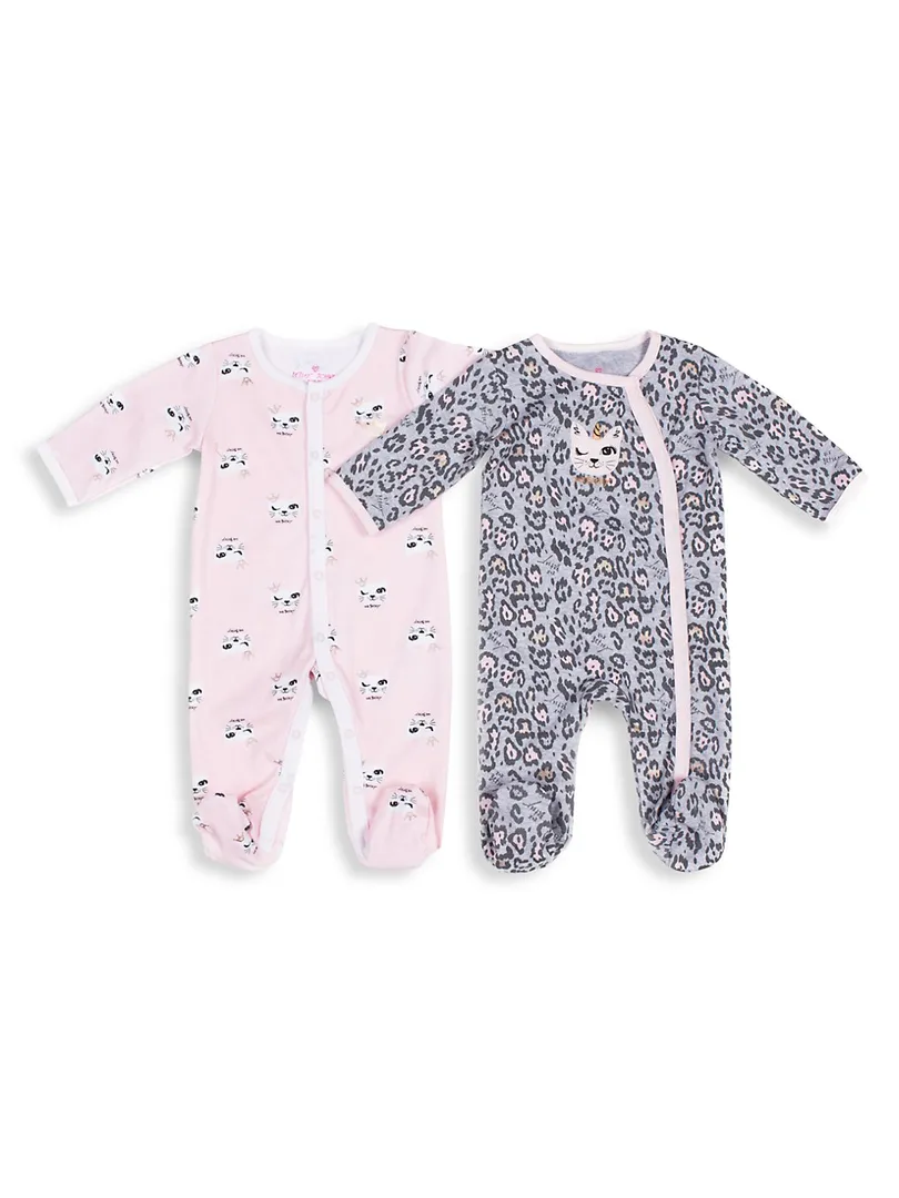 Betsey Johnson - Baby Girl's 2-Pack Kitten Footie Pajamas