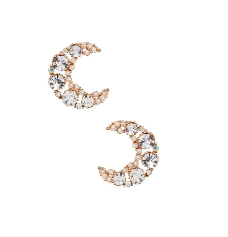 Eye Candy LA - Crystal Moon Stud Earrings