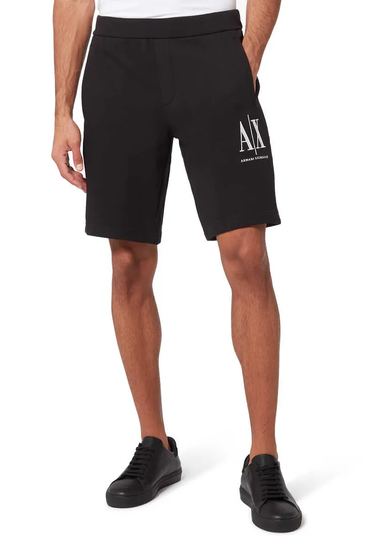 Armani Exchange Logo Embroidery Cotton Shorts