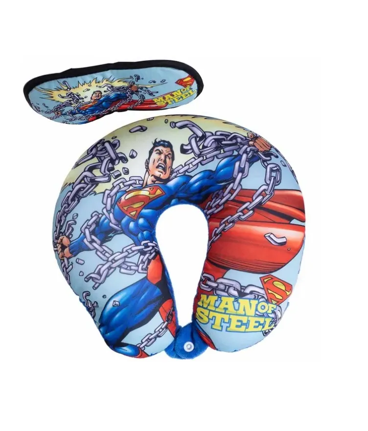 Superman 2PCS Neck Pillow & Eye Mask Set For Kids
