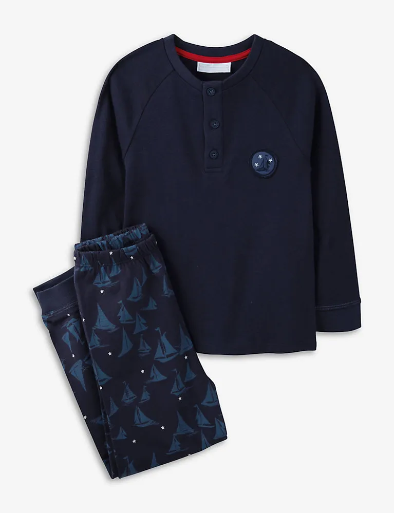 The Little White Company Cotton Boat Print Pyjama Set 1-6 Years
