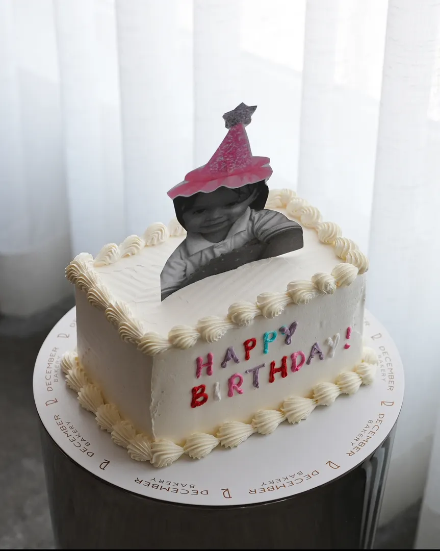 Square birthday photo cake 🎉