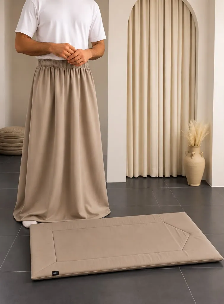 Dark Beige Turkish Rayon Men’s Wizar with Sajada