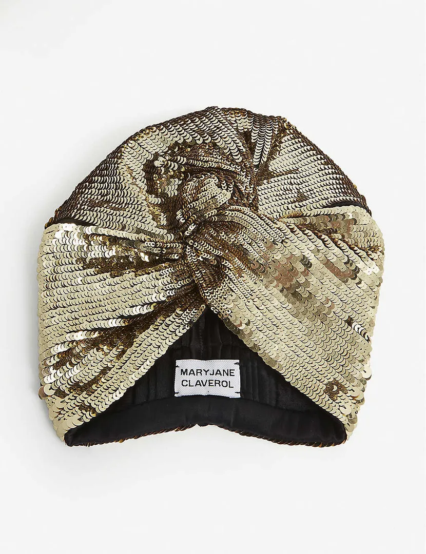 Maryjane Claverol Adele Sequin-Embellished Turban