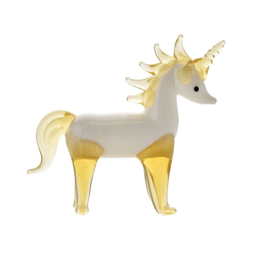 Glass Unicorn in White and Gold