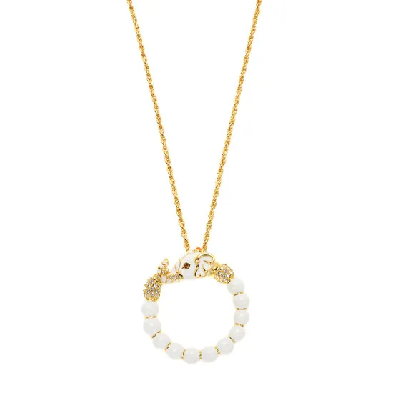 Kenneth Jay Lane - Elephant Loupe Pendant Necklace - White