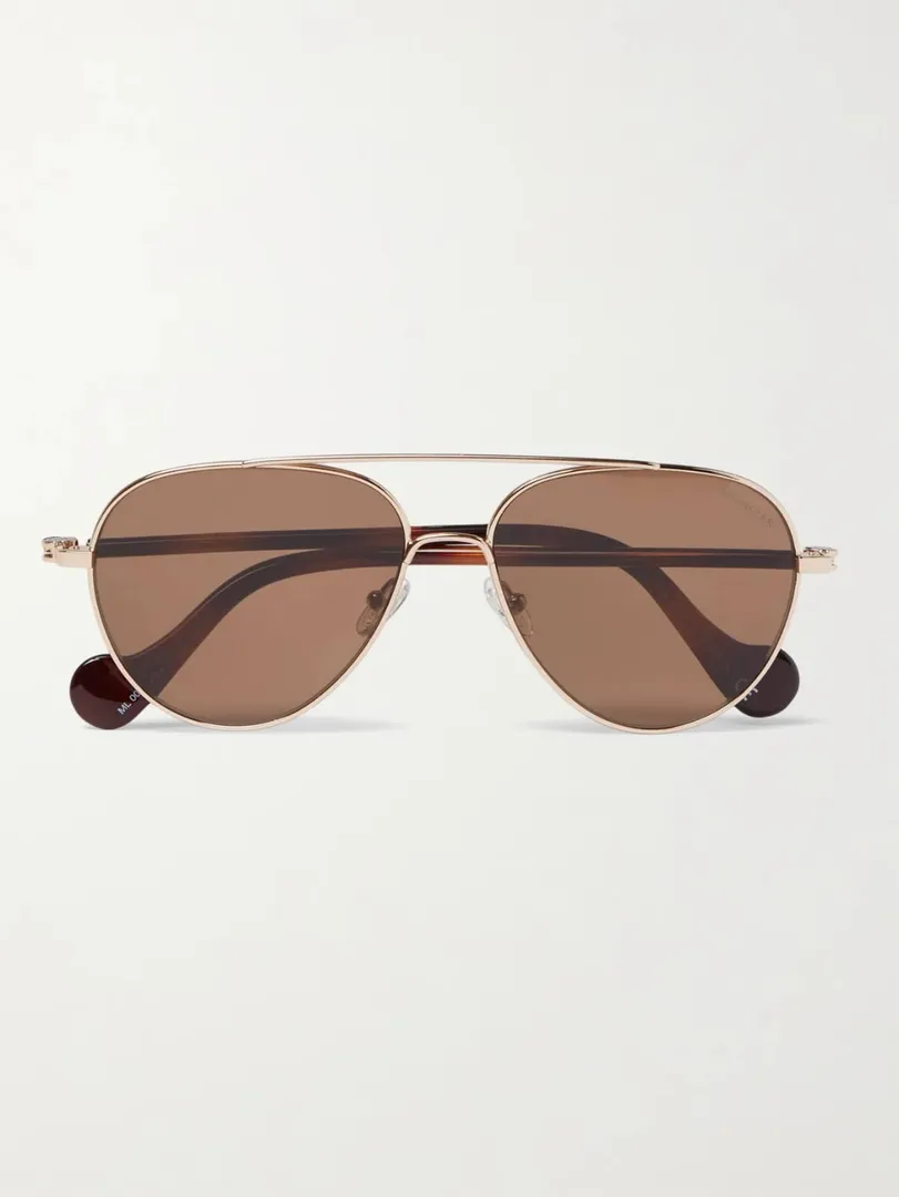 Moncler - Aviator-Style Gold-Tone And Tortoiseshell Acetate