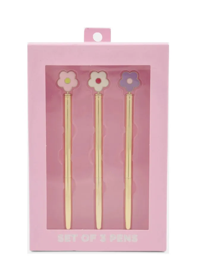 3 PCS Floral Top Ballpoint Pens