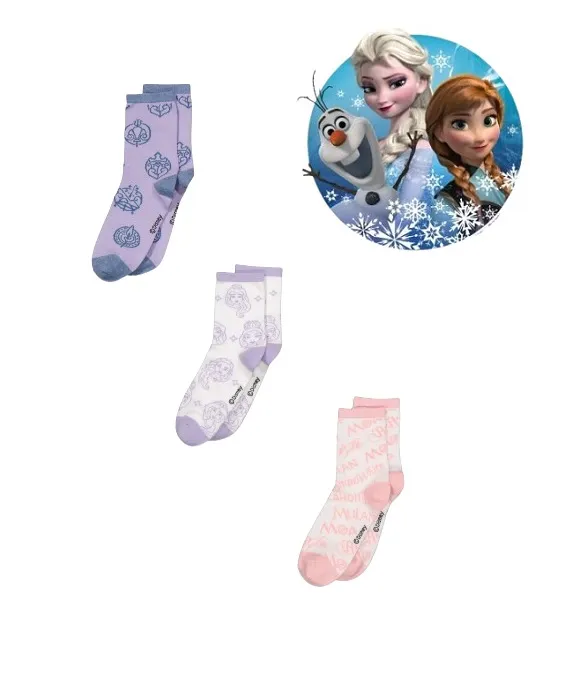 Frozen 3 Pair Graphic Printed High Socks