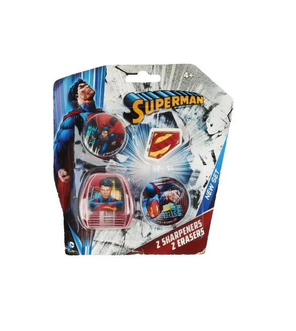 Superman 4 PCS (2 Sharpeners & 2 Erasers Set)