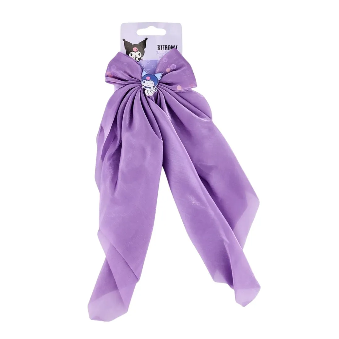 Kuromi Long Bow Hair Clip With Charm - Lavender