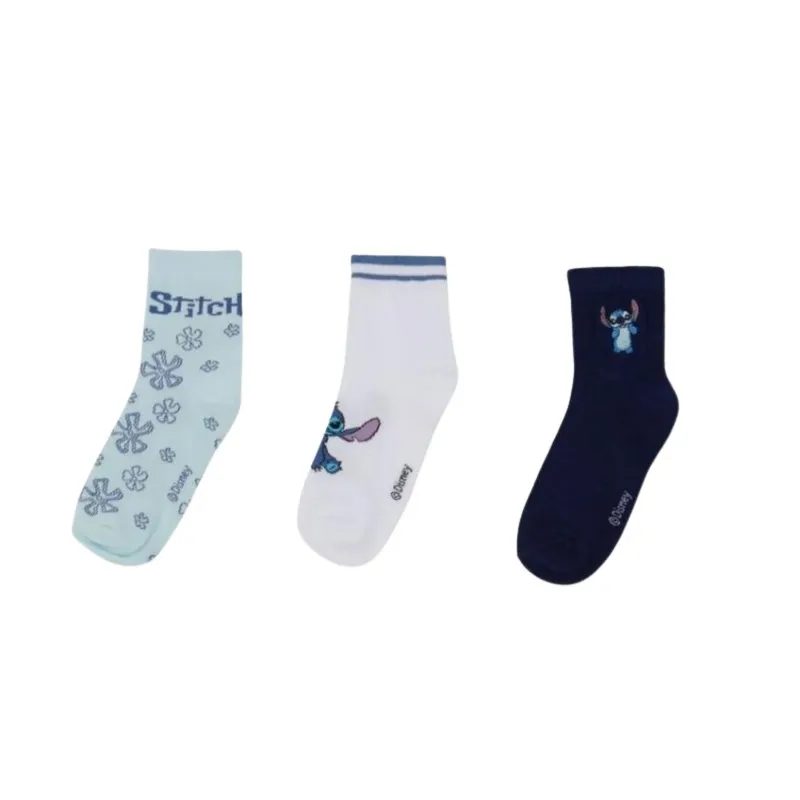 Stitch 3 High Socks - Blue & White