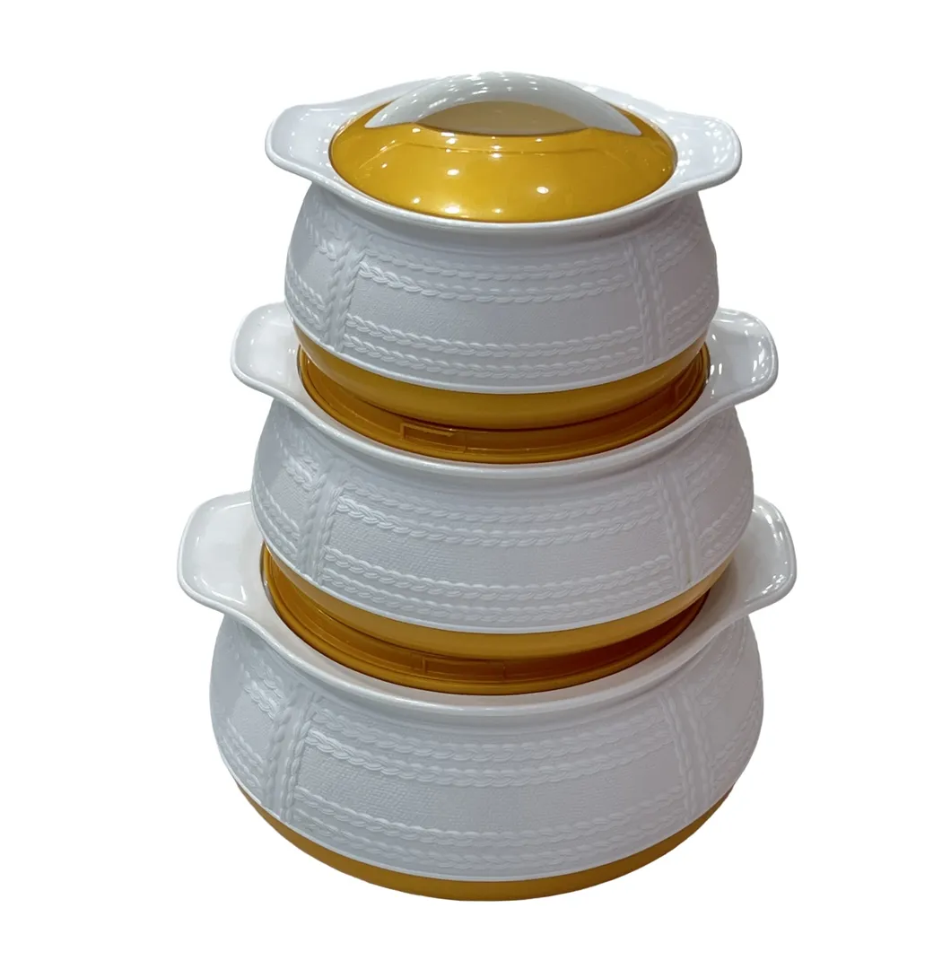 طقم حافظات طعام هندي 3 قطعة 1000/1500/2500 ابيض اصفر
