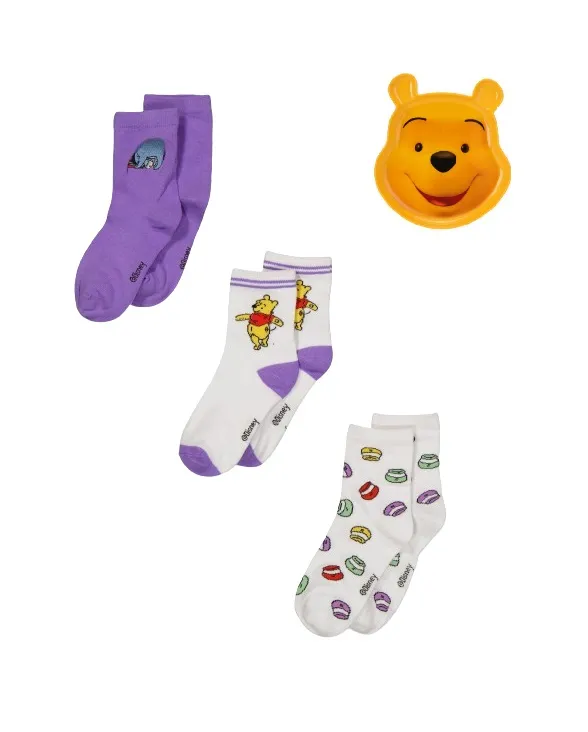 Winnie The Pooh 3 Pair Graphic Printed High Socks