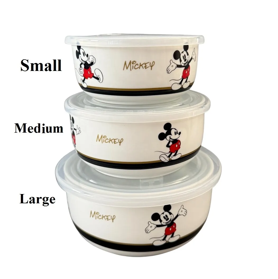 Mickey Mouse Ceramic Allover Painted Bowl & Lid - Available 3 Sizes