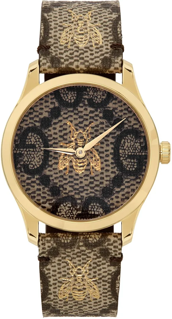 Gucci - Brown & Gold 38 Mm G-Timeless Gg Bee Watch