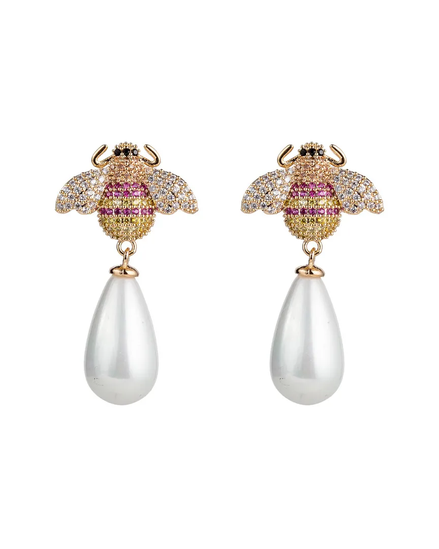 Eye Candy LA - Luxe White Pearl & Crystal Bee Drop Earrings