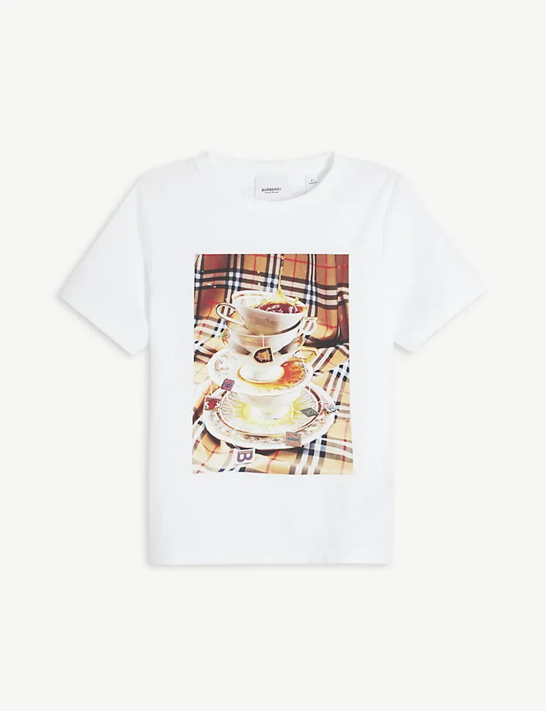 Burberry Teacup-Print Cotton T-Shirt 4-14 Years
