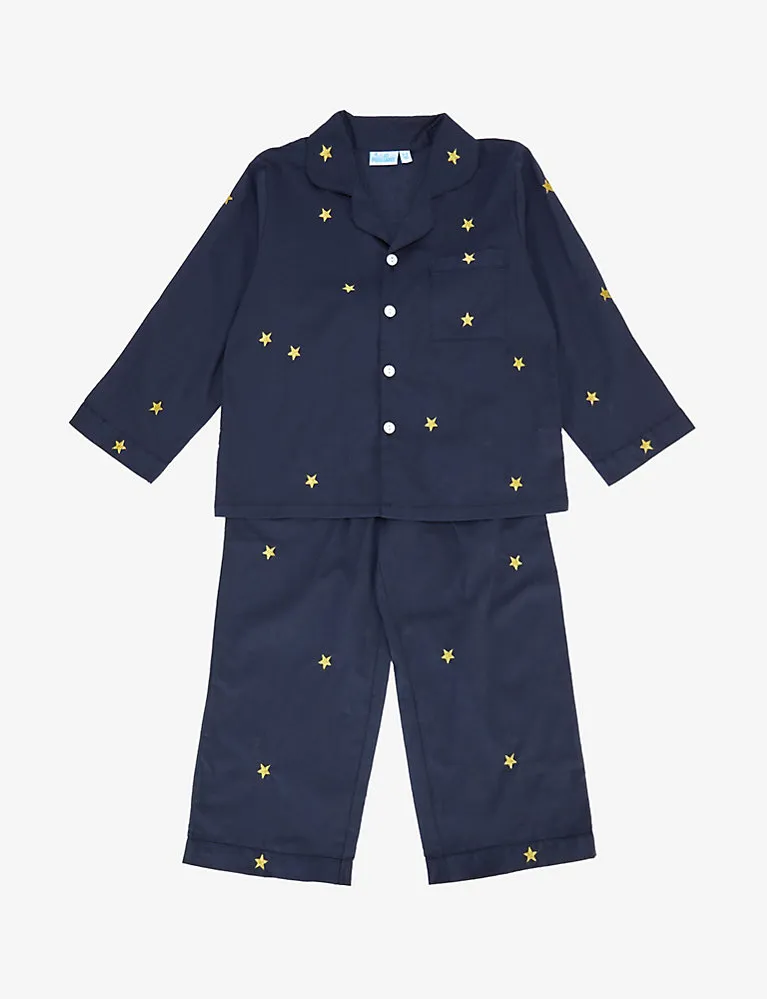Mini Lunn Star-Embroidered Cotton Pyjamas