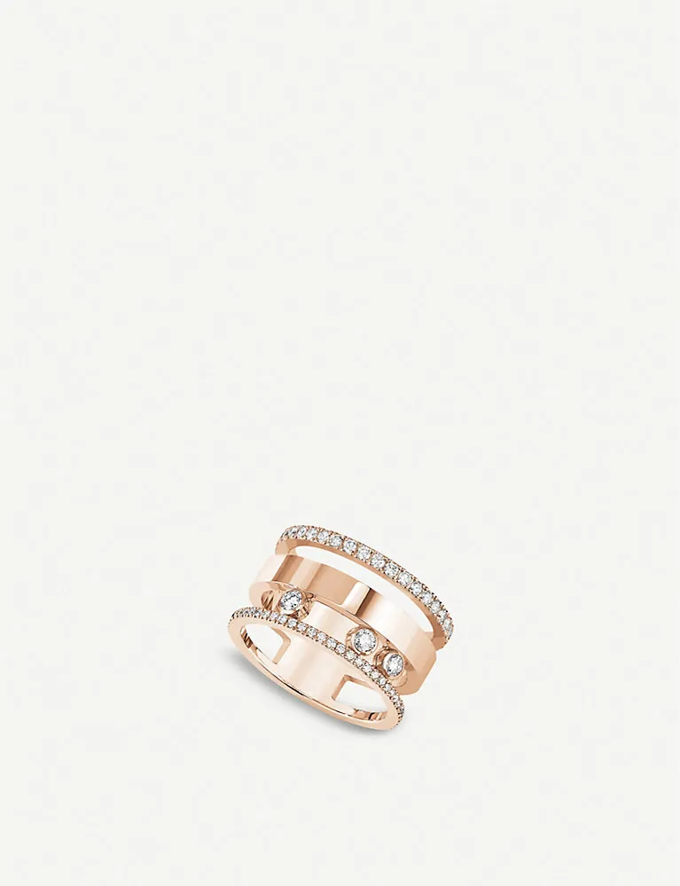 Messika Move Romane Large 18Ct Rose-Gold And Diamond Ring
