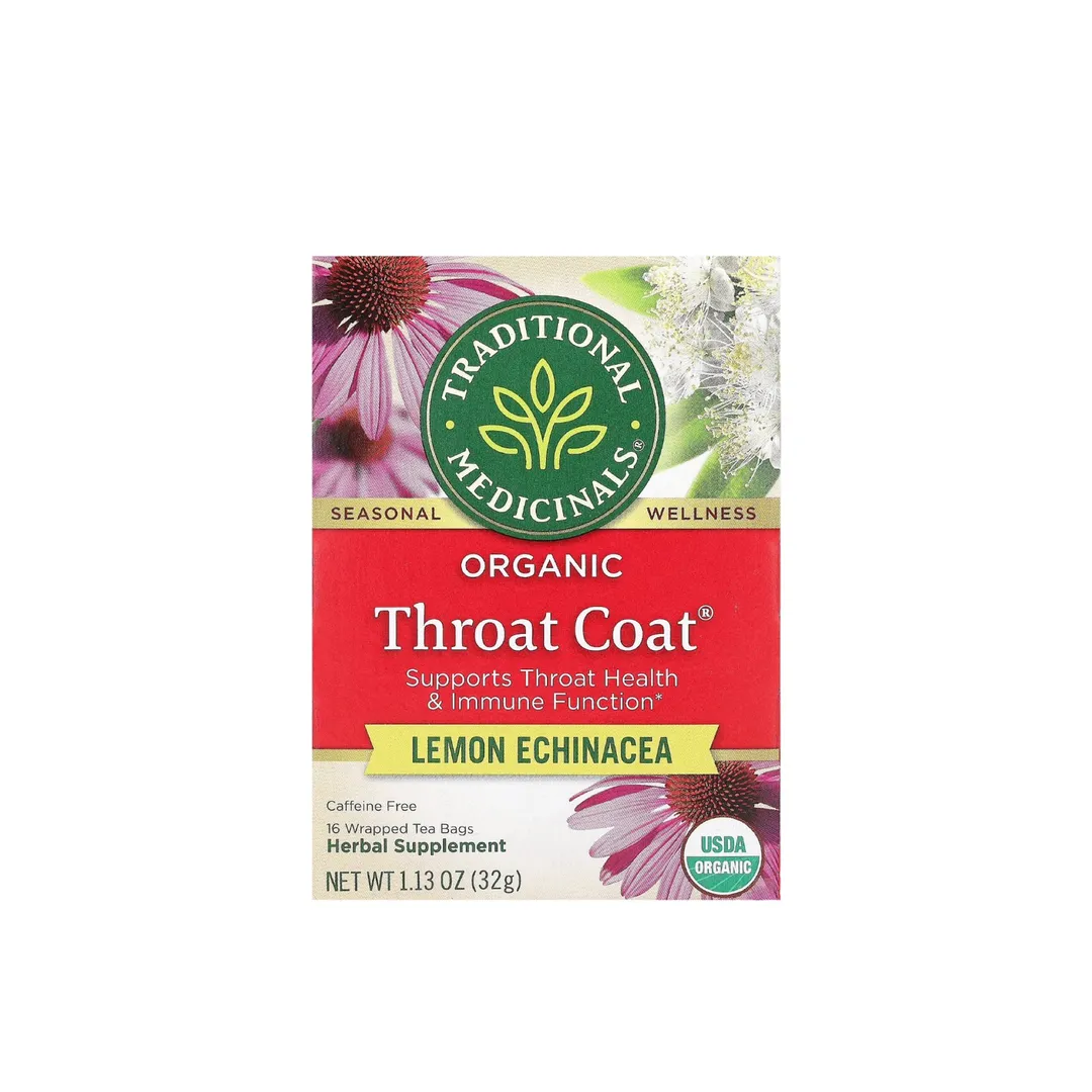 Traditional Medicinals الشاي العضوي بالليمون والاكنيشيا المغلف للحلق 16 كيس