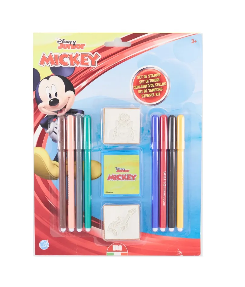 Mickey Mouse Set Of Stamps & Coloured Pens