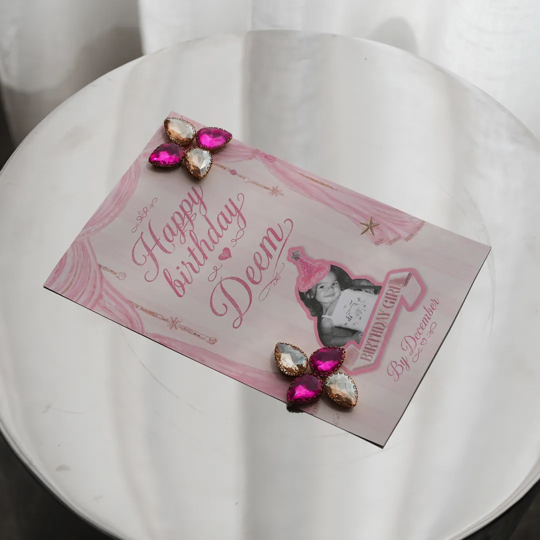 The crystal card and the photo.