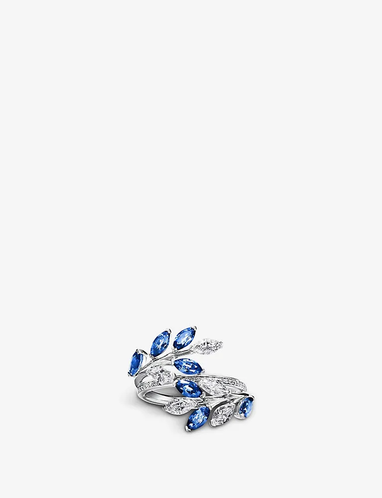 Tiffany & Co Tiffany Victoria® Vine Platinum, 1.47Ct Sapphire And 0.82Ct Diamond Bypass Ring