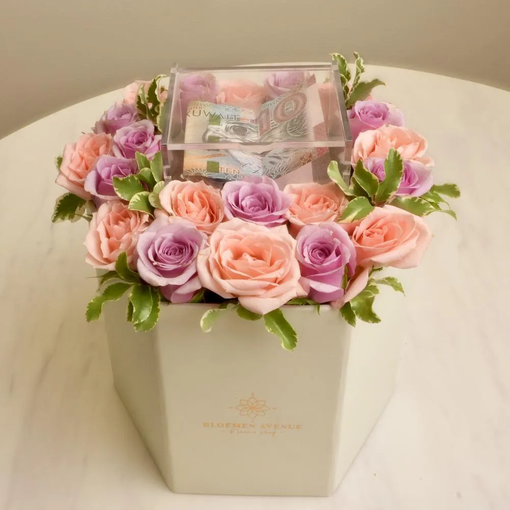Purple and peach Flowers Box B 68