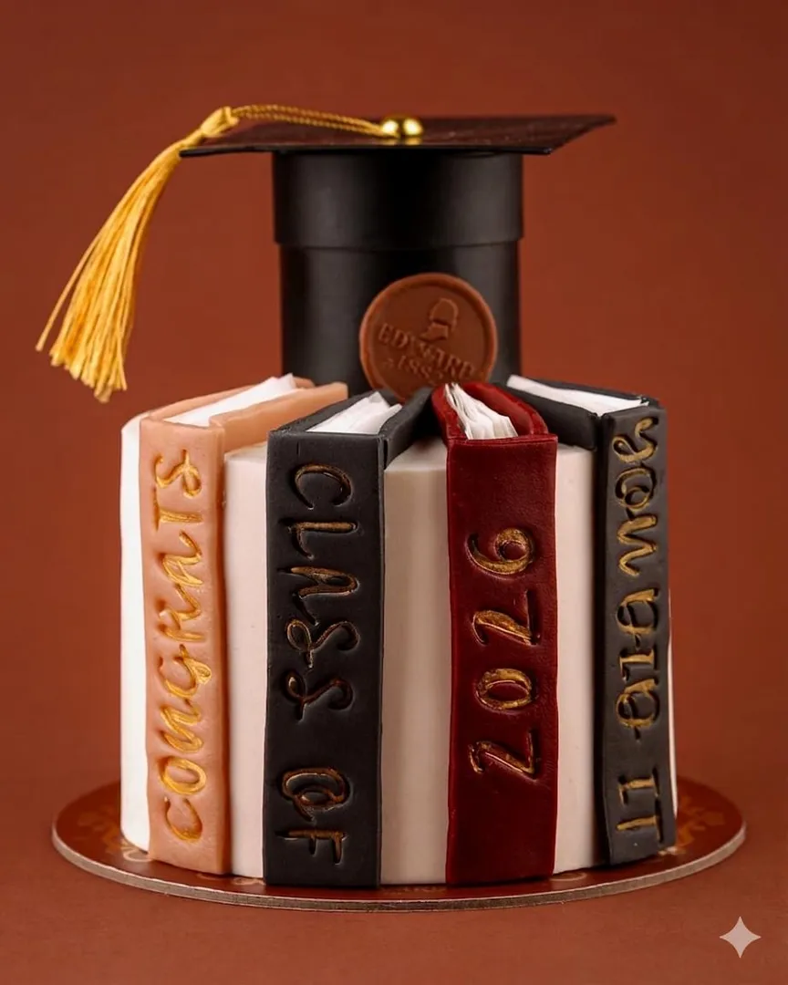 Round Graduation Cake 5 inch chocolate vanilla flavor -Collaboration with Edward