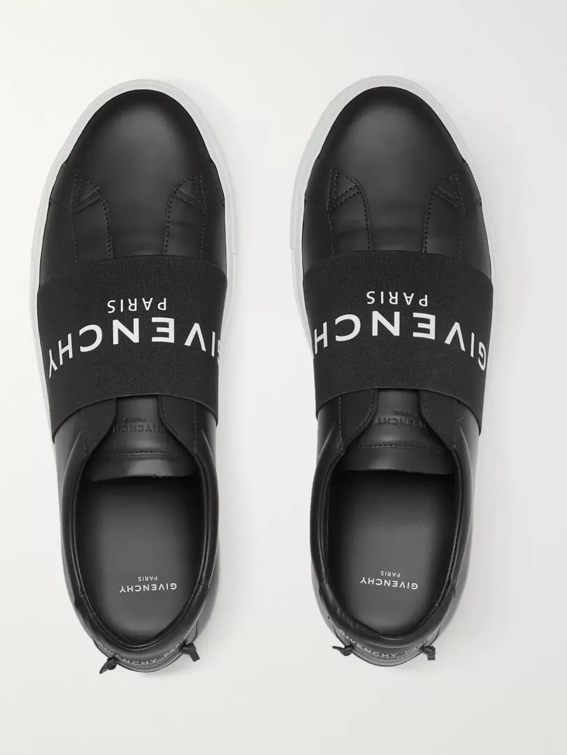 Givenchy- Urban Street Logo-Print Leather Slip-On Sneakers