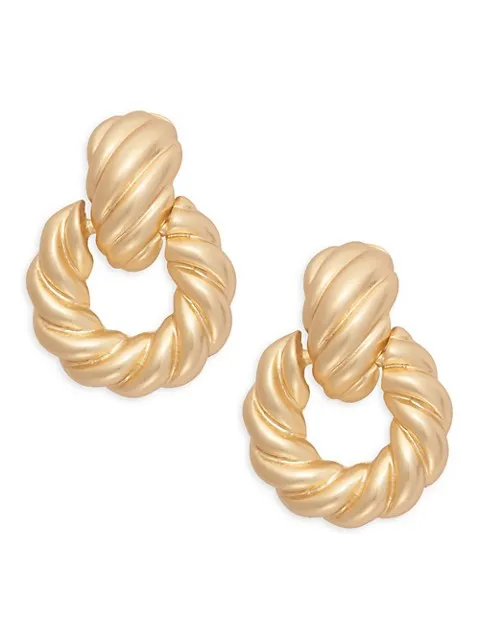 Kenneth Jay Lane - Goldtone Twist Hoop Clip-On Earrings