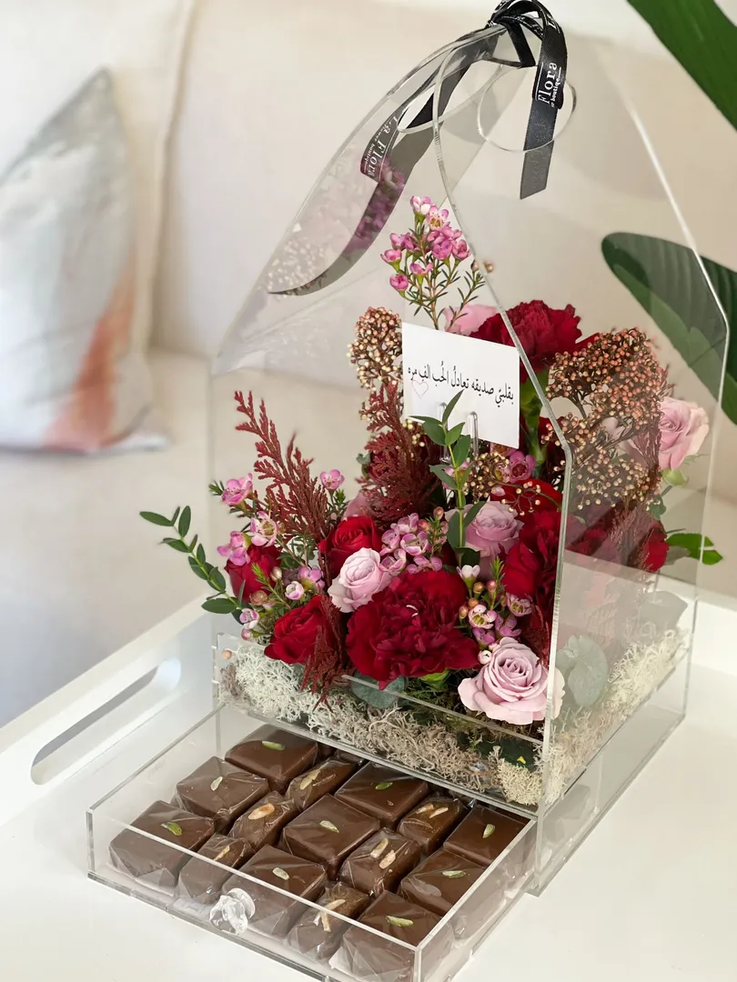 Red basket w/ chocolate