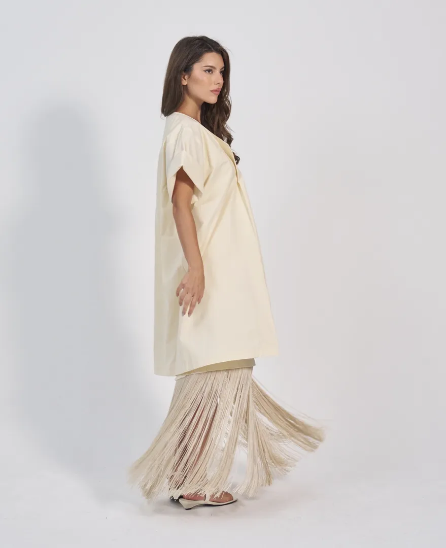 Fringed Dress Set - Ecru
