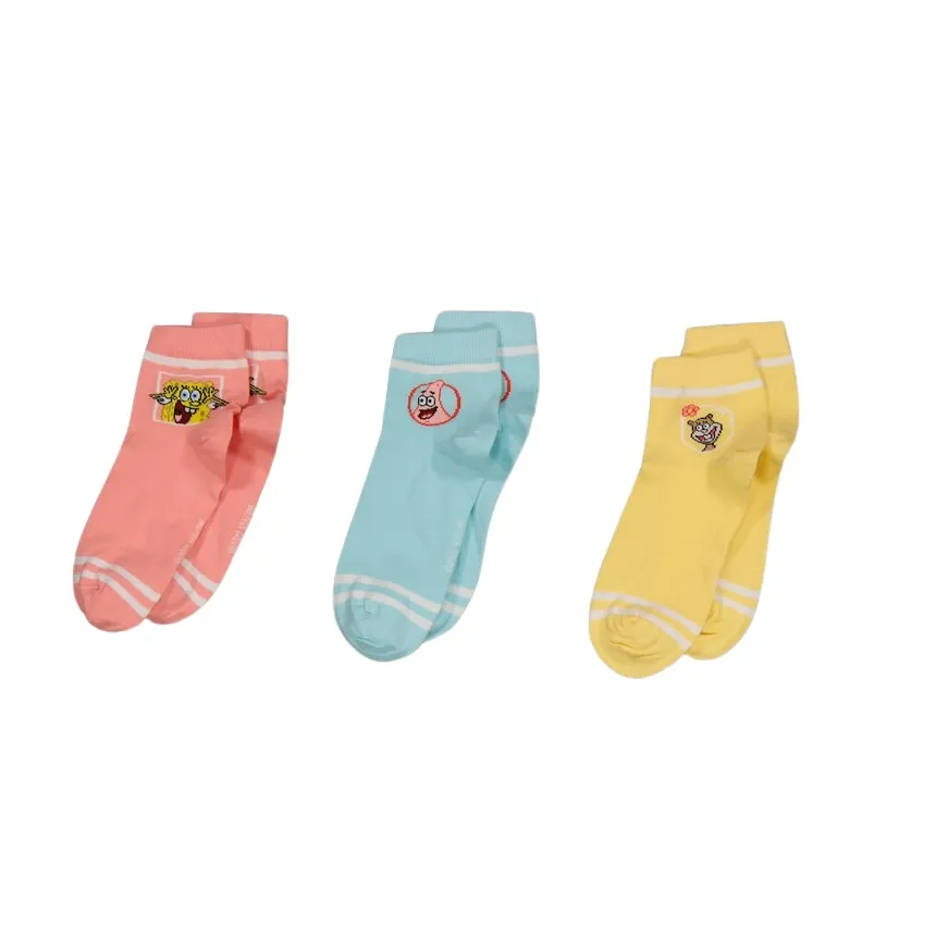 Spongebob 3 Pairs Embroidered Ankle Socks