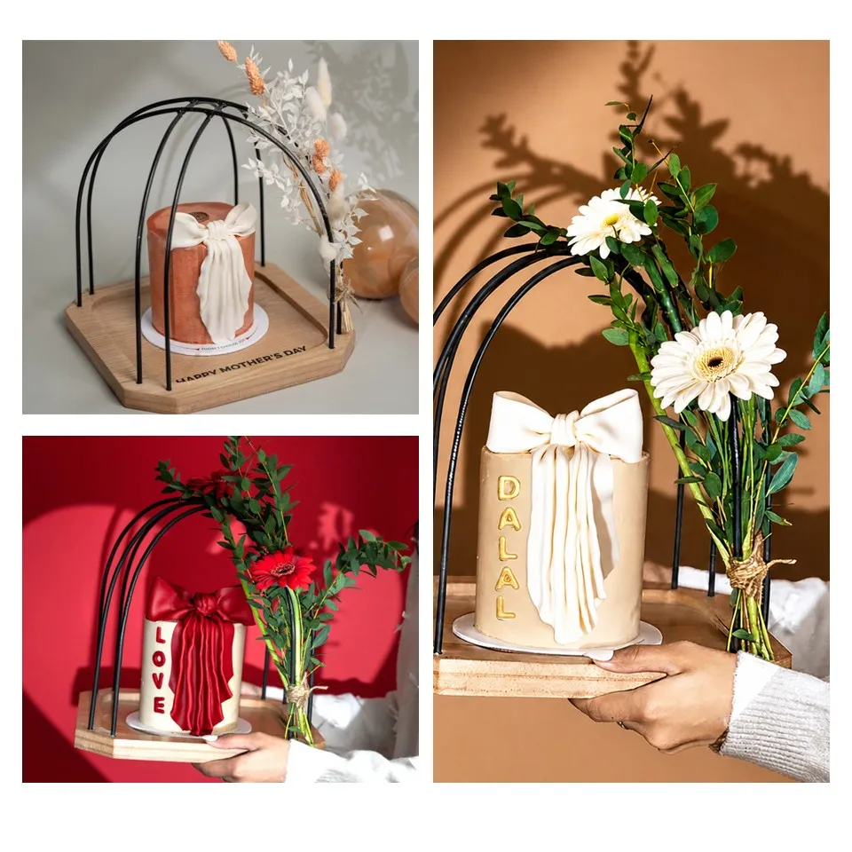 Wooden Candle Bow Cake