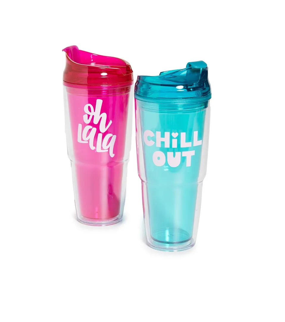 Summer Plastic Tumblers With Straw 2 PCS