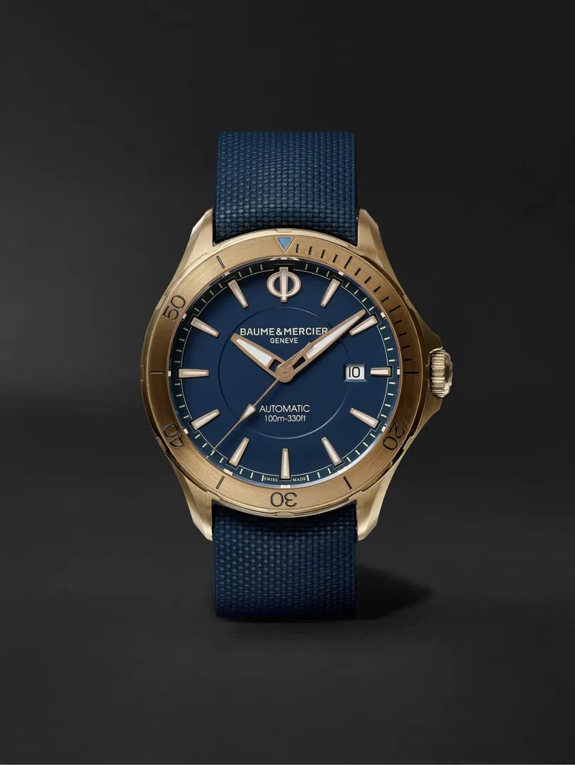 ساعة كليفتون البرونزي المطاطية 42 مل من Baume & Mercier