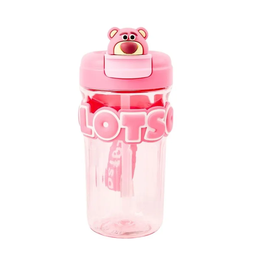 Toy Story Lotso Head Plastic Water Bottle With Strap - Light Pink