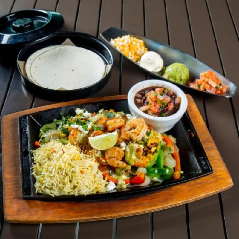 Grilled Stuffed Avocado with shrimp Fajitas
