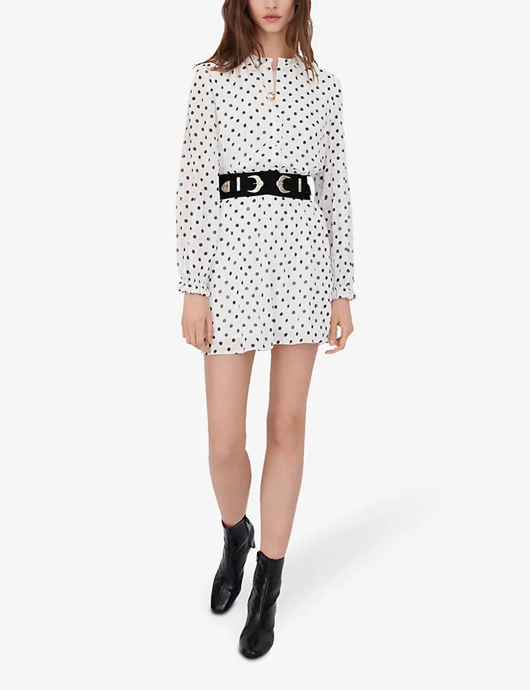 Majerely Polka Dot-Print Crepe Mini Dress