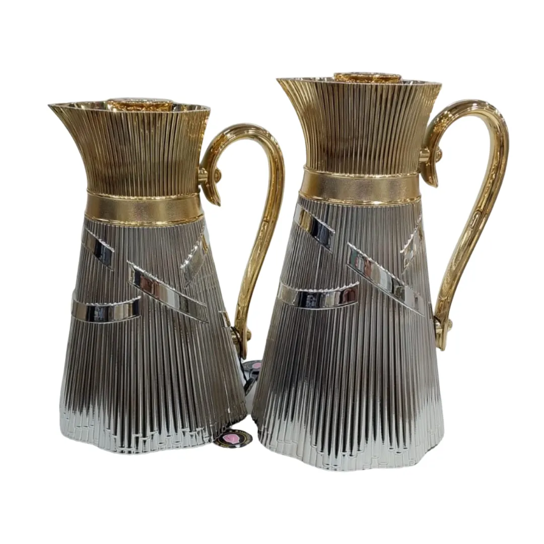 طقم مطارات شاي وقهوة مقاس 1.0/0.7 لتر ذهبي سلفر SM-2C138-070/100