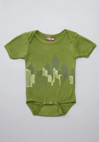 Small Plum, CityScape BodySuit - Green